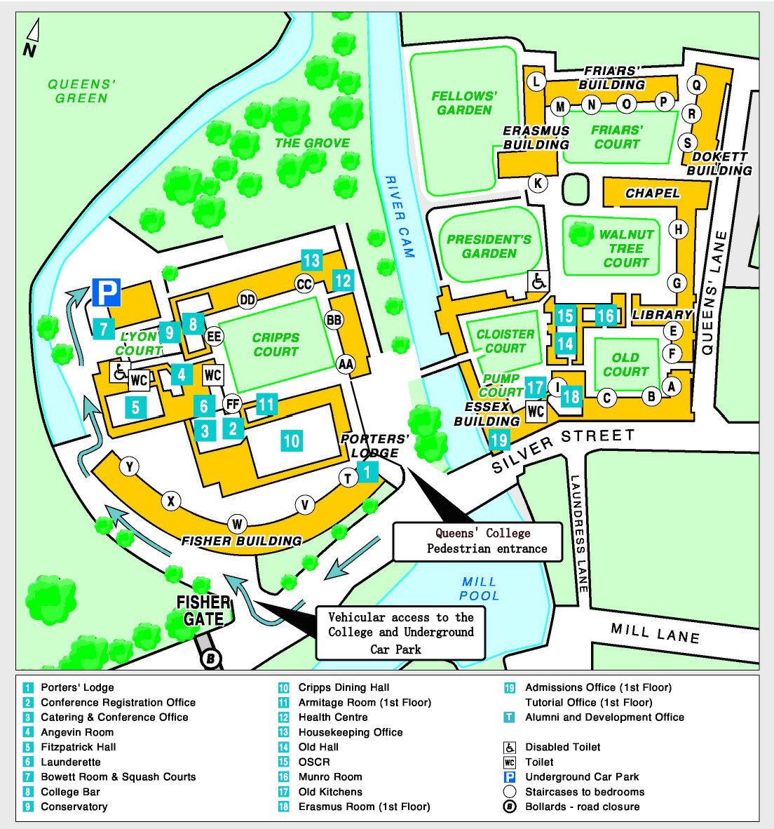 Queens' College site map - 2015