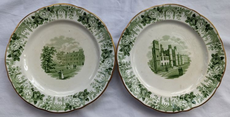 Photo of plates decorated with views of the college