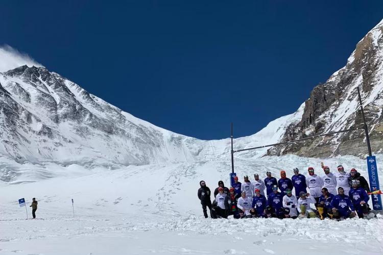 Rugby team on Mount Everest