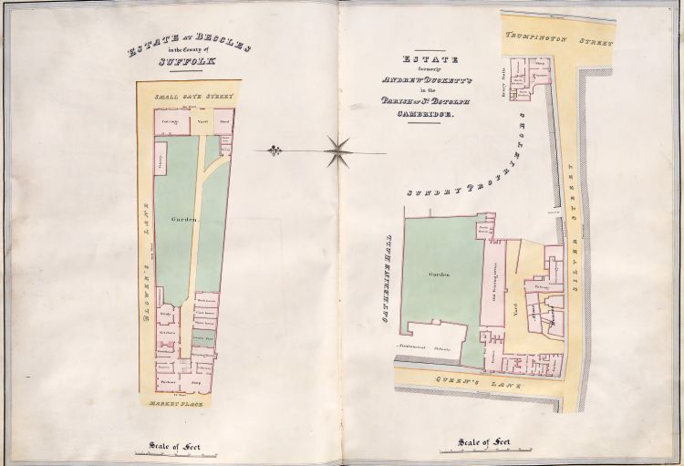 Plan of estates at Beccles, and at Silver Street Cambridge