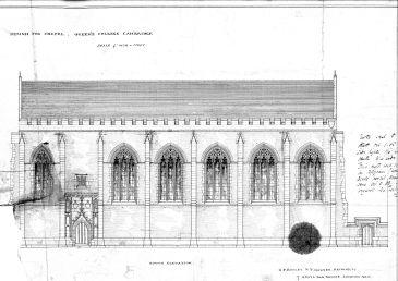 Drawing of south elevation of first design