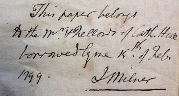 Photo of Isaac Milner’s note on Isaac Newton’s advice