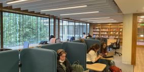 Photo of students studying in the Armitage room at Queens' College