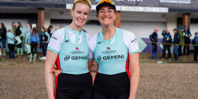Two rowers in blue kit
