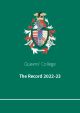 The front cover of The Record, featuring the Queens' coat of arms and crest, reading 'The Record 2022-23'
